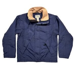 L.L. Bean Navy Sherpa Fleece Lined Goretex Thinsulate Polartec Jacket Men Medium